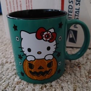 New Hello Kitty Halloween Coffee Tea Mug Viral TikTok Pumpkin Glitter